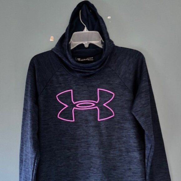 Under Armour Cold Gear Hoodie Loose M Navy Pink Activewear Running Casual Warm - Picture 6 of 9